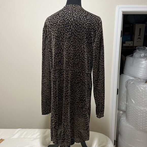 Travelers By Chico’s Sheer Robe Duster Boho Black Gold Metallic Sz 3 XL - Picture 4 of 12